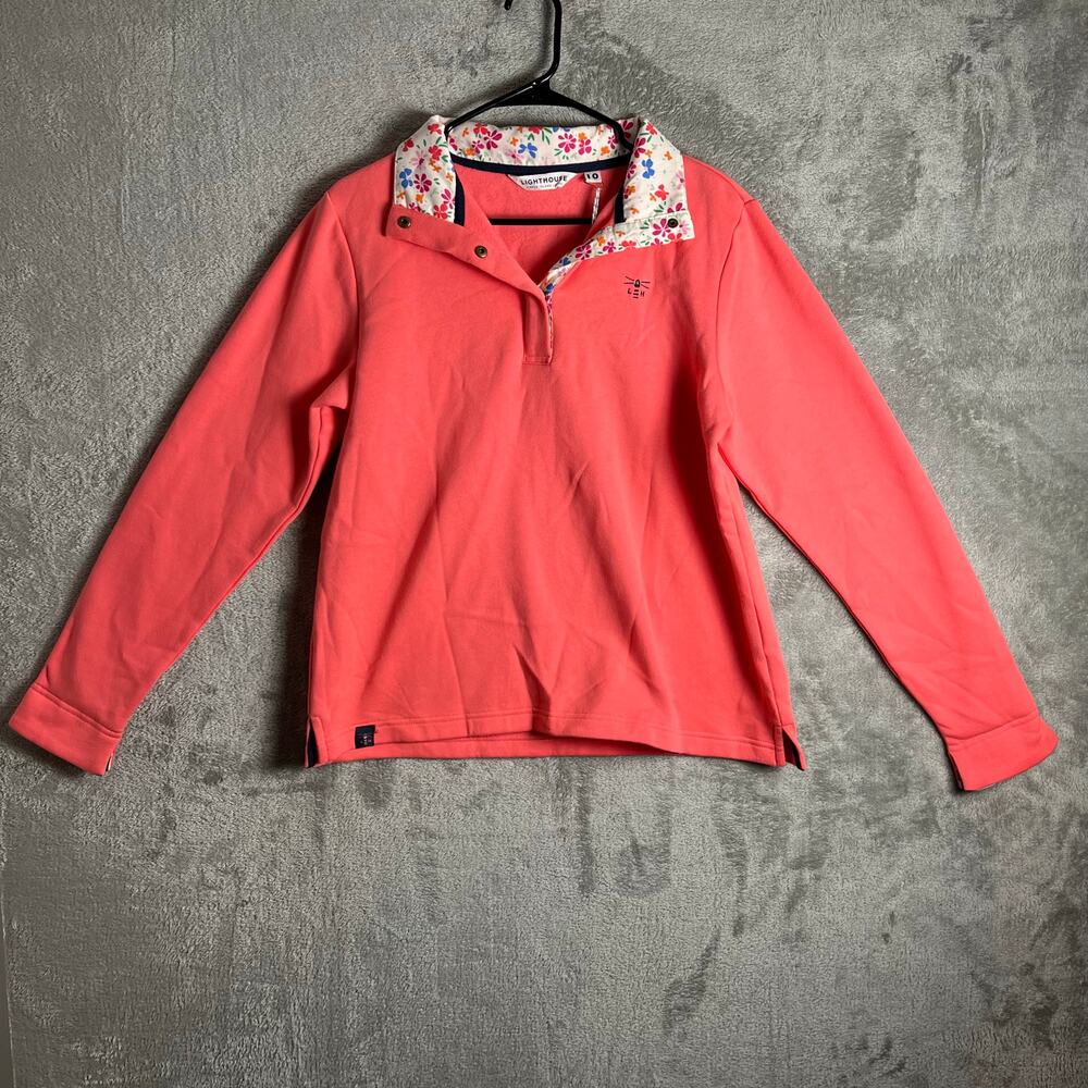 Lighthouse Women’s Coral Long Sleeve‎ Button Snap Pullover Size 6 New